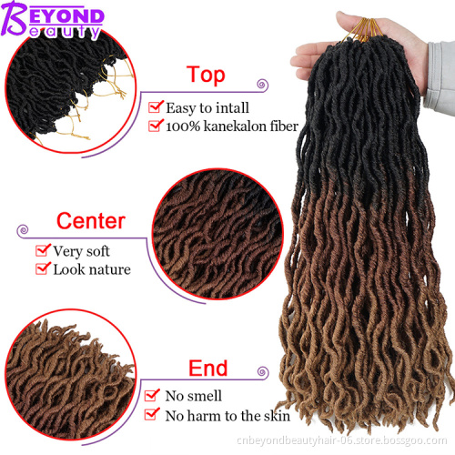 Goddess Locs Ombre Crochet Hair 20 inch Curly Faux Locs African Roots Dreadlocs Hair Extensions pre braided synthetic hair Bulk
